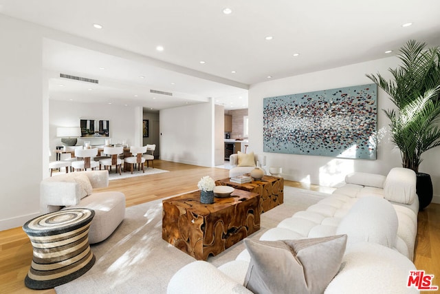 living room featuring light hardwood / wood-style flooring