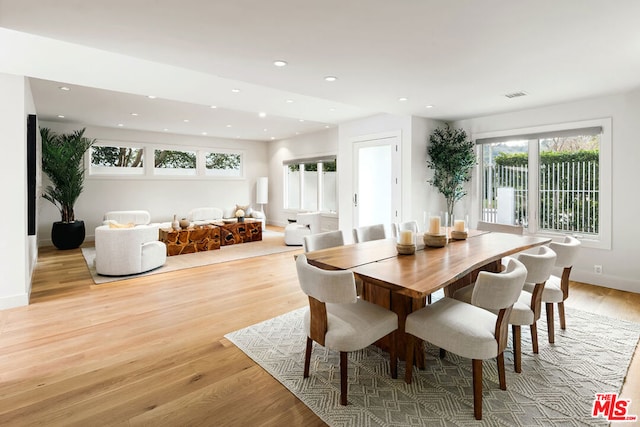 dining area featuring light hardwood / wood-style floors