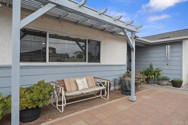 view of patio / terrace featuring a pergola