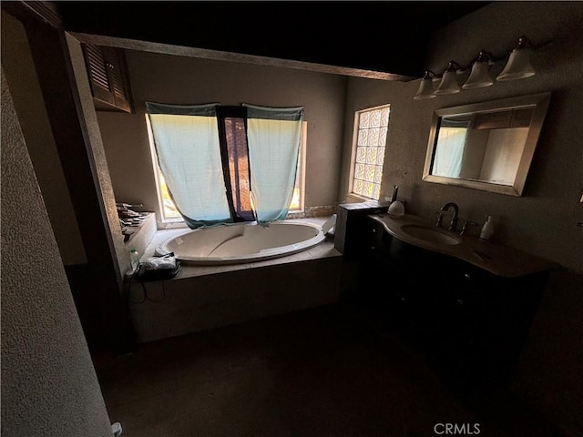 bathroom featuring vanity and a bathtub