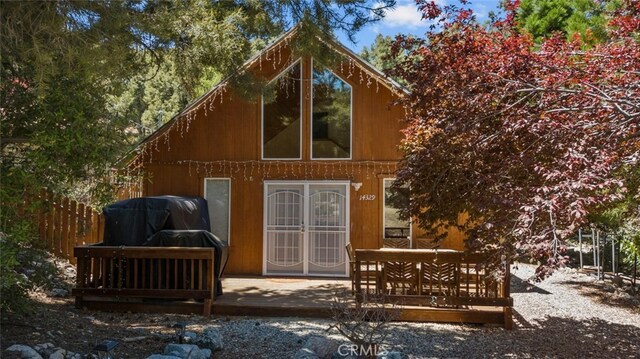 14329 Voltaire Dr, Pine Mountain Club, CA 93225 - rear view of property with fence and a wooden deck