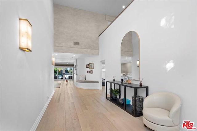 hall featuring light wood-type flooring