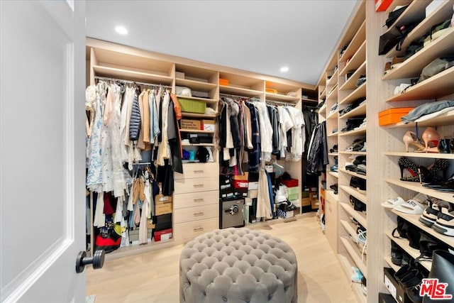 spacious closet featuring light wood-type flooring