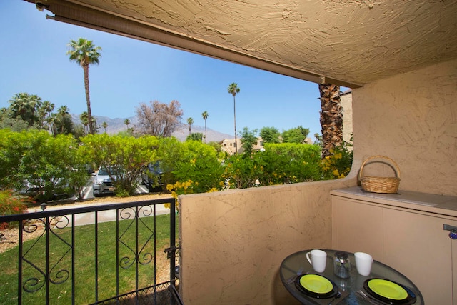 balcony with a mountain view