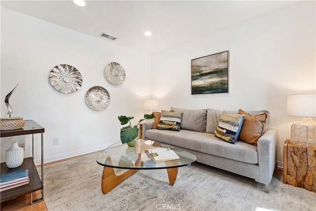 living room with light wood-type flooring