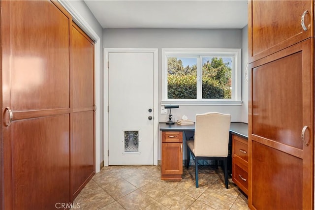 home office featuring built in desk