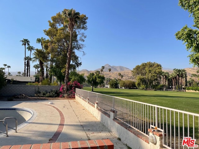 exterior space featuring a mountain view