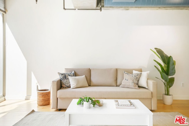 living room with light wood-type flooring