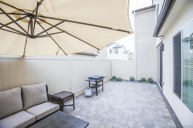 view of patio / terrace with an outdoor living space