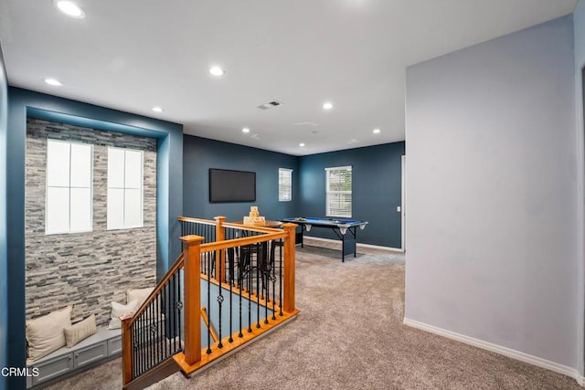 recreation room featuring carpet floors