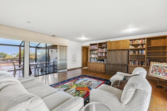 living room featuring dark hardwood / wood-style flooring