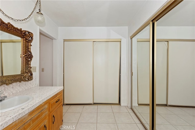 bathroom featuring vanity and tile patterned floors