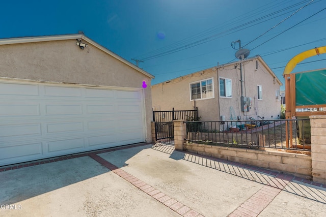 exterior space with a garage