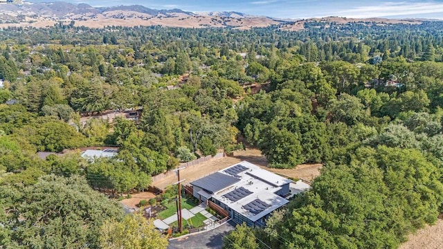 birds eye view of property with a mountain view