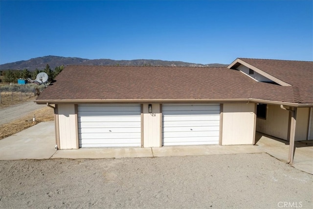 garage with a mountain view