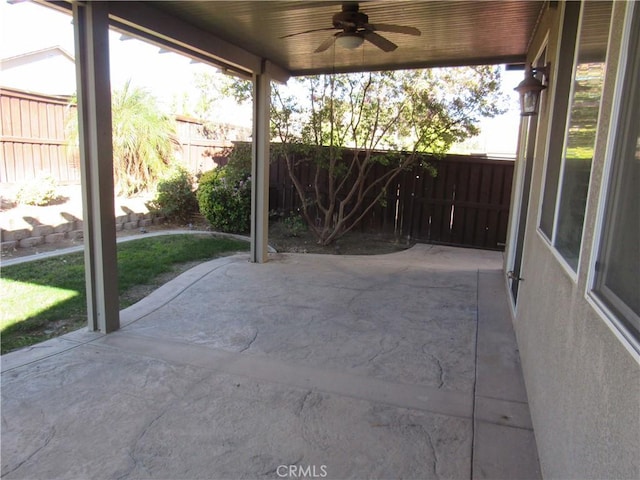 view of patio / terrace with ceiling fan