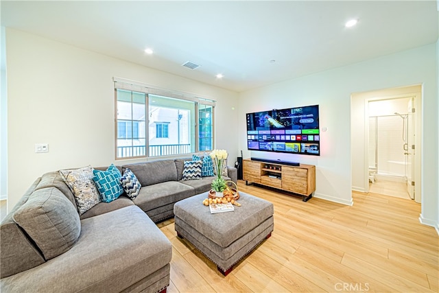 living room with light wood-type flooring