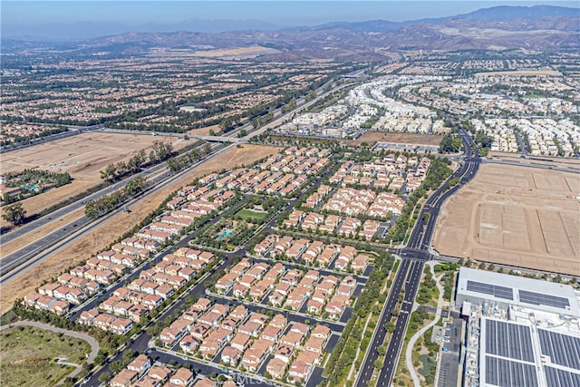 drone / aerial view with a mountain view