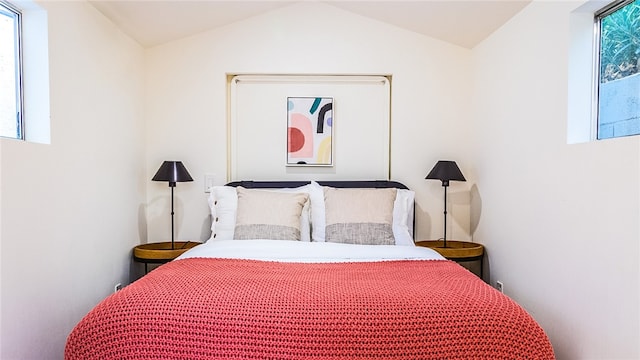 bedroom featuring vaulted ceiling