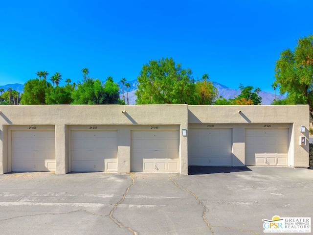 garage with a mountain view