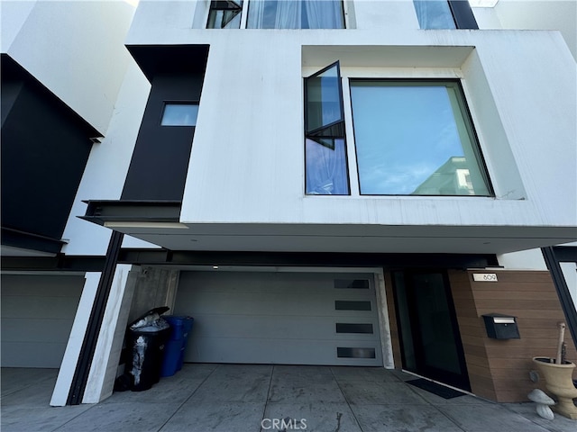 exterior space featuring a garage