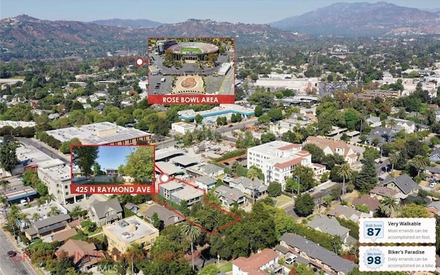 bird's eye view featuring a mountain view