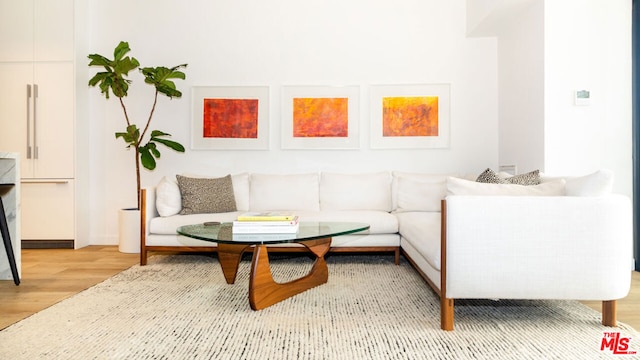 living room with hardwood / wood-style flooring