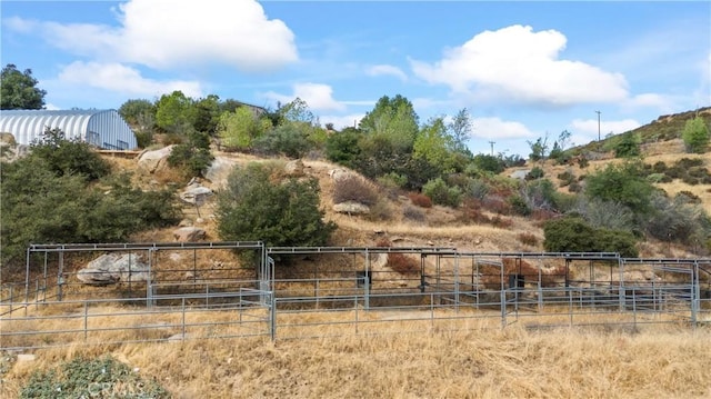 view of yard featuring an outbuilding and a rural view