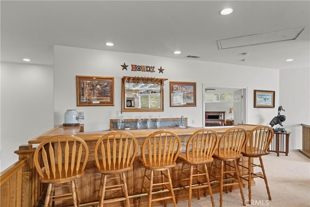 bar with light colored carpet