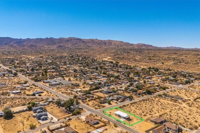6614 Sunset Rd, Joshua Tree, CA 92252 - aerial overview of property's location featuring mountains, a desert landscape, and property boundaries highlighted
