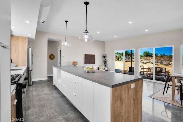 6614 Sunset Rd, Joshua Tree, CA 92252 - kitchen featuring appliances with stainless steel finishes, modern cabinets, a center island, white cabinets, and recessed lighting