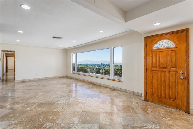 foyer with a mountain view