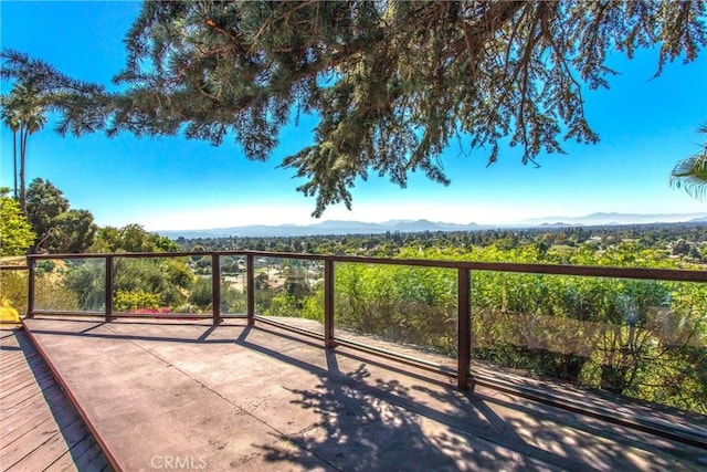 view of patio with a mountain view