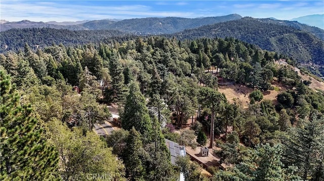 bird's eye view featuring a mountain view and a forest view