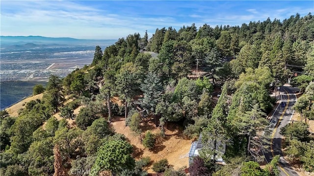 bird's eye view with a mountain view and a forest view