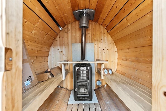 view of sauna featuring wood-type flooring