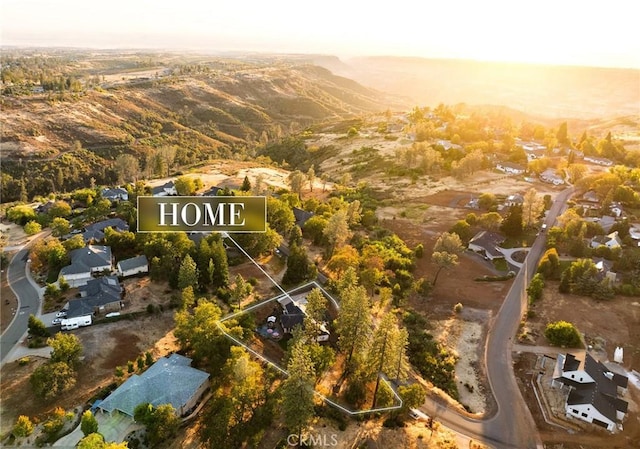 view of aerial view at dusk