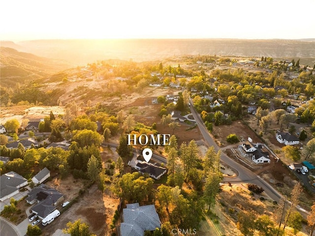 view of aerial view at dusk