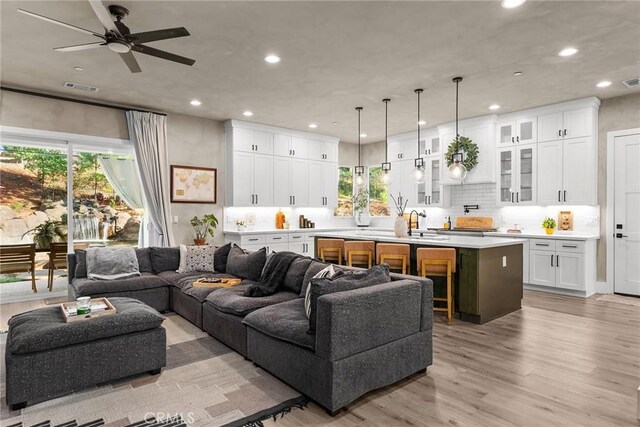 5772 Acorn Ridge Dr, Paradise, CA 95969 - living area with recessed lighting, healthy amount of natural light, ceiling fan, and light wood-style flooring
