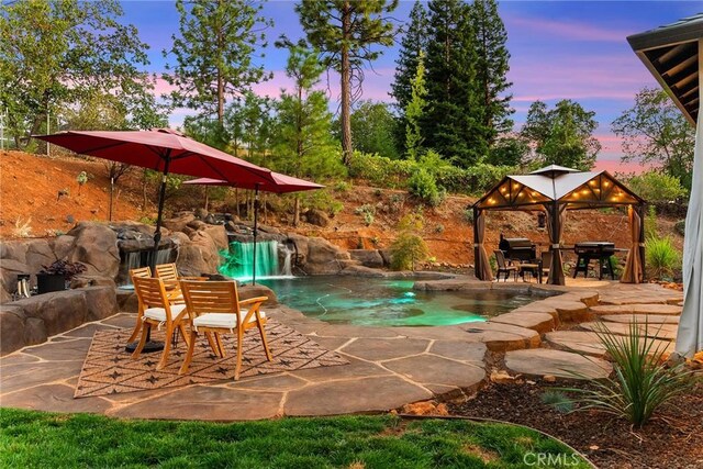 5772 Acorn Ridge Dr, Paradise, CA 95969 - outdoor pool with a gazebo, a patio, and area for grilling