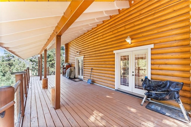 wooden deck with french doors