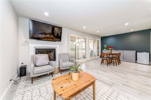 living room with light wood-type flooring