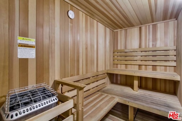 view of sauna featuring wood-type flooring