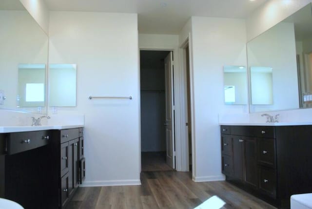 bathroom featuring hardwood / wood-style floors and vanity