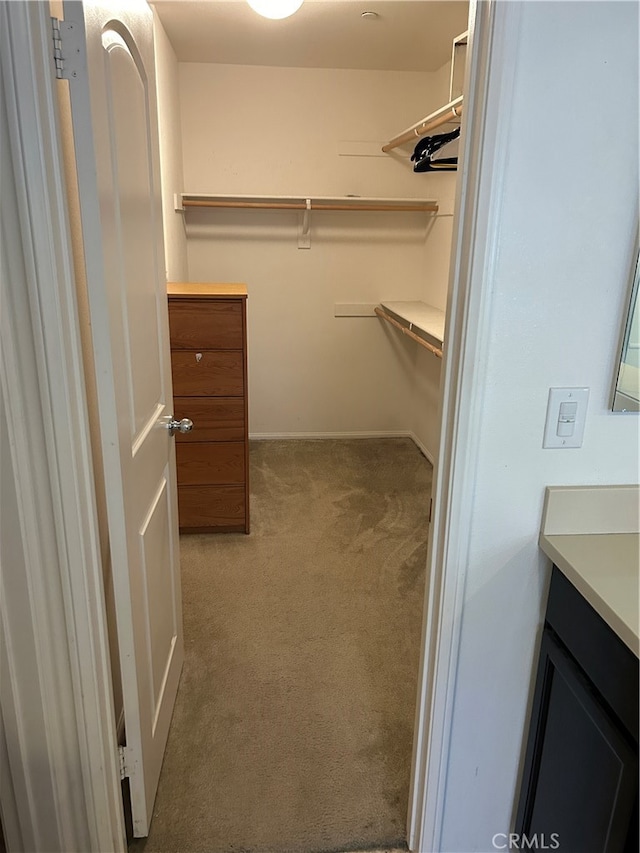 spacious closet with light colored carpet