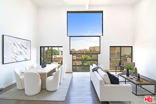 living room featuring hardwood / wood-style flooring