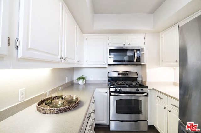 kitchen with white cabinetry and stainless steel appliances