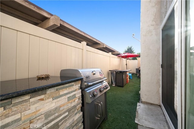 view of patio featuring area for grilling