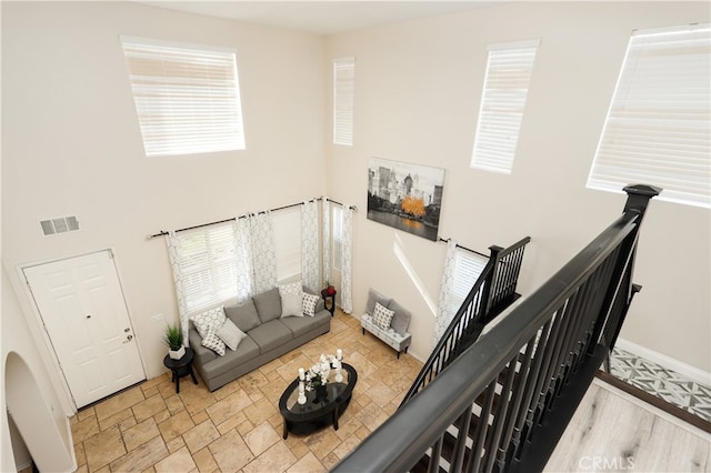 living room with light wood-type flooring