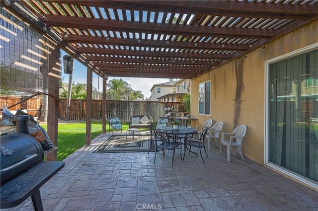 view of patio / terrace featuring a pergola